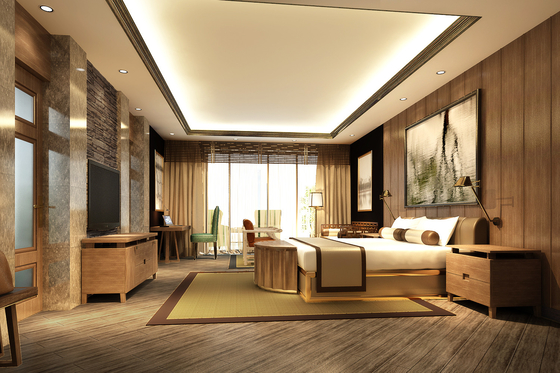 La mobilia della camera da letto dell'hotel di Ash Solid Wood Wood Veneer mette re Size Bed With ISO18001