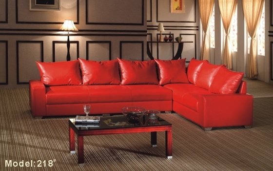 Lunghezza a forma di L della spugna di colore rosso del sofà ad alta densità 2.5m della camera di albergo