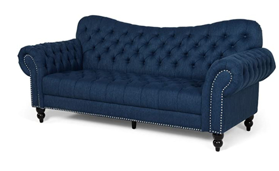 Il sofà 3 Seater della camera di albergo della struttura di legno dei blu navy ha trapuntato il sofà 2300*850*850mm