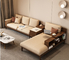 Colore della noce della mobilia della villa ISO9001 con la tappezzeria L sofà del tessuto di forma