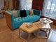 il bottone della struttura di legno di 2200*900*800mm Gelaimei ha trapuntato Sofa Blue For Living Room