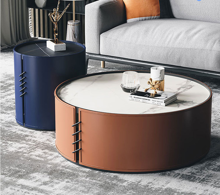 Tabella di tè lussuosa leggera di rivestimento dell'unità di elaborazione dell'hotel di stile italiano rotondo dei tavolini da salotto